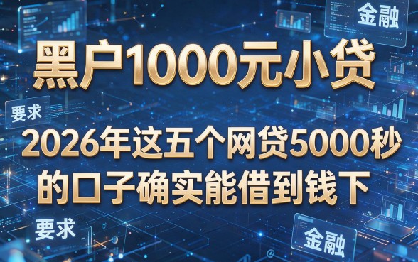 黑户1000元小贷,2026年这五个网贷5000秒下的口子确实能借到钱