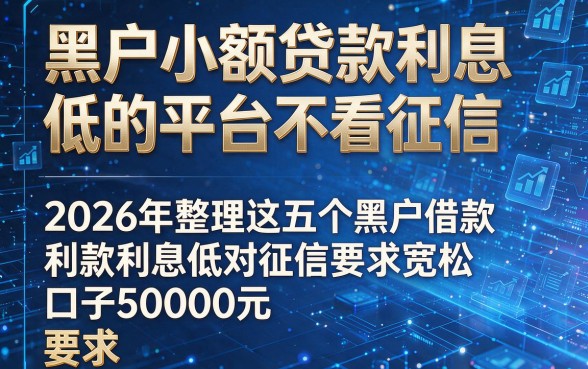 黑户小额贷款利息低的平台不看征信,2026年整理这五个黑户借款利息低对征信要求宽松口子50000元