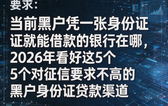 针对您提供的关键词和原标题风格,为您生成以下新标题:当前黑户凭一张身份证就能借款的银行在哪,2026年看好这5个对征信要求不高的黑户身份证贷款渠道