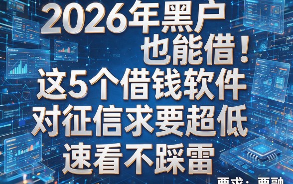 2026年黑户也能借!这5个借钱软件对征信要求超低,速看不踩雷