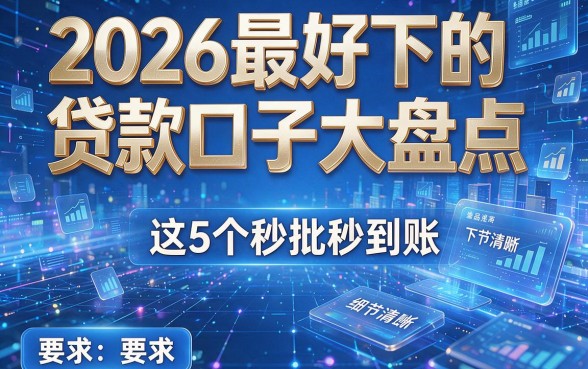 2026最好下的贷款口子大盘点,这5个秒批秒到账!