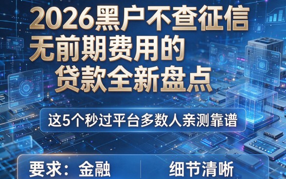 2026黑户不查征信无前期费用的贷款全新盘点,这5个秒过平台多数人亲测靠谱