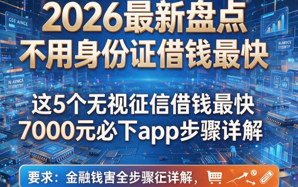 2026最新盘点:不用身份证借钱最快,这5个无视征信借钱最快7000元必下app步骤详解
