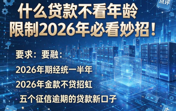 什么贷款不看年龄限制2026年必看妙招!点评五个征信逾期的贷款新口子