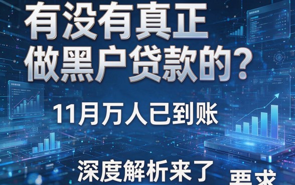 有没有真正做黑户贷款的?11月万人已到账,深度解析来了!