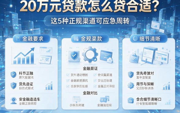 20万元贷款怎么贷合适?这5种正规渠道可应急周转,本篇为您详细对比!