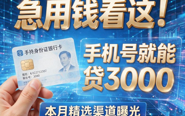 急用钱看这!手持身份证、银行卡、手机号就能贷3000,本月精选渠道曝光