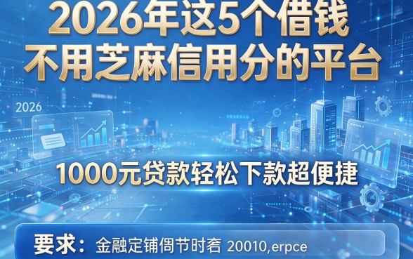 2026年这5个借钱不用芝麻信用分的平台，1000元贷款轻松下款超便捷