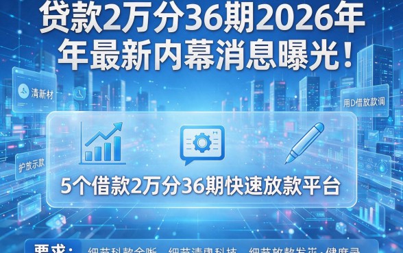 贷款2万分36期2026年最新内幕消息曝光!整理这5个借款2万分36期快速放款平台