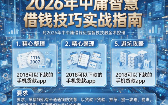 2026年中庸智慧借钱技巧实战指南,精心整理5个2018可以下款的手机贷款app推荐与避坑攻略