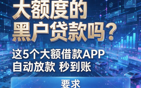 大额度的黑户贷款吗?这5个大额借款APP自动放款秒到账