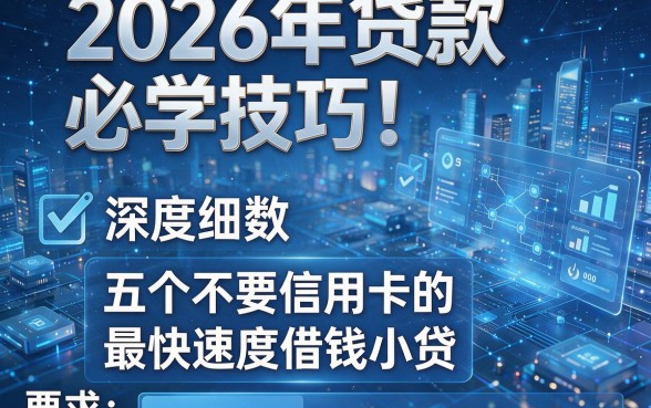 2026年贷款必学技巧!深度细数五个不要信用卡的最快速度借钱小贷