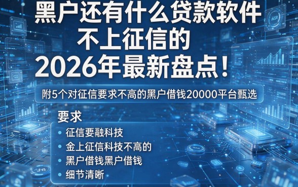 黑户还有什么贷款软件不上征信的2026年最新盘点！附5个对征信要求不高的黑户借钱20000平台甄选