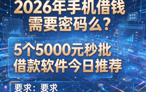 2026年手机借钱需要密码么?这5个5000元秒批借款软件今日推荐