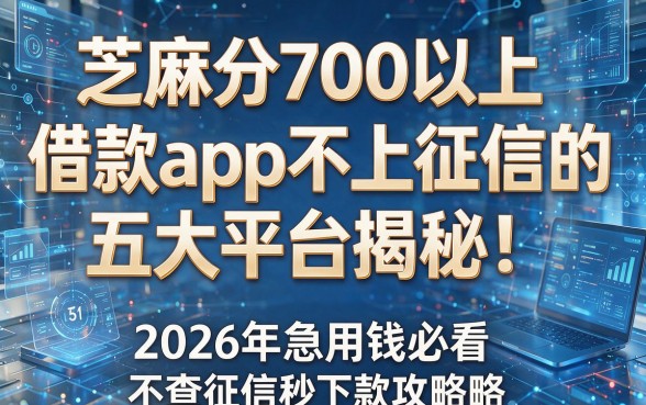 芝麻分700以上借款app不上征信的五大平台揭秘!2026年急用钱必看,不查征信秒下款攻略