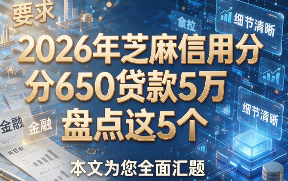 2026年芝麻信用分650贷款5万盘点这5个，本文为您全面汇总！