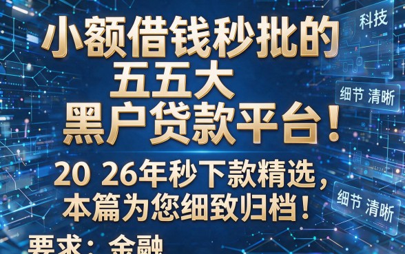 小额借钱秒批的五大黑户贷款平台!2026年秒下款精选,本篇为您细致归档!