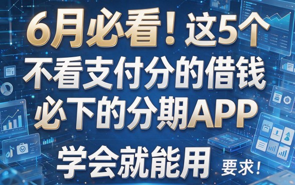 6月必看!这5个不看支付分的借钱必下的分期APP,学会就能用