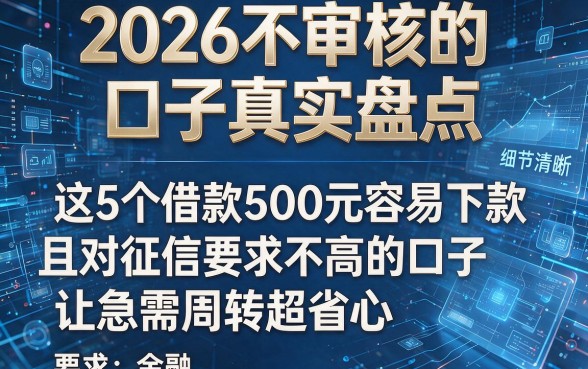 2026不审核的口子真实盘点,这5个借款500元容易下款且对征信要求不高的口子让急需周转超省心
