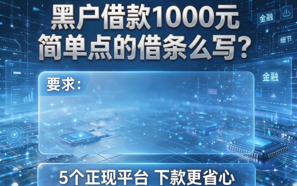 黑户借款1000元简单点的借条怎么写?这5个正规平台下款更省心