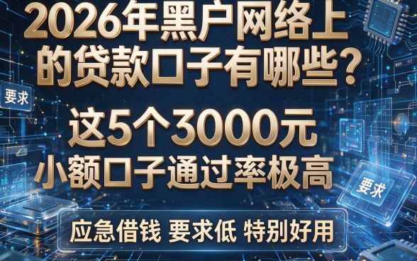 2026年黑户网络上的贷款口子有哪些？这5个3000元小额口子通过率极高，应急借钱要求低特别好用
