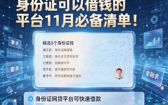 身份证可以借钱的平台11月必备清单!精选5个身份证网贷平台可快速借款