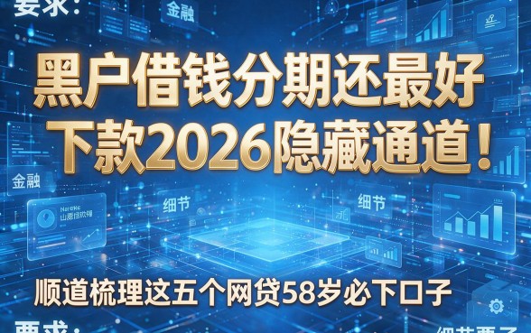 黑户借钱分期还最好下款2026隐藏通道！顺道梳理这五个网贷58岁必下口子