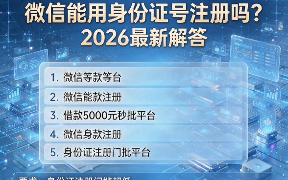 微信能用身份证号注册吗?2026最新解答,附5个借款5000元秒批平台,身份证注册门槛超低!