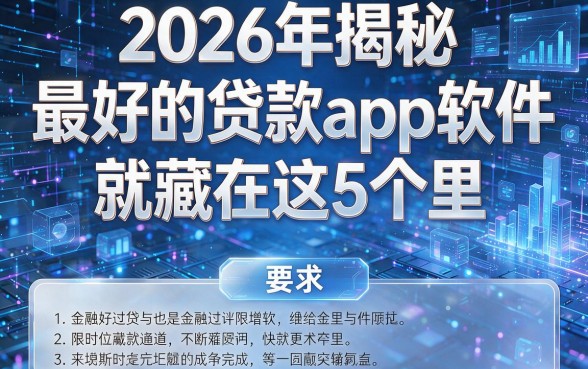 2026年揭秘:最好的贷款app软件就藏在这5个里!