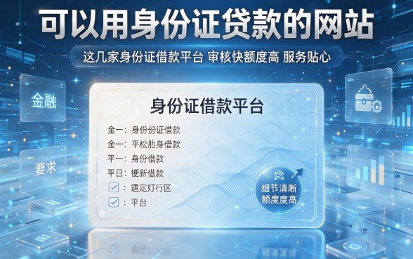 可以用身份证贷款的网站,这几家身份证借款平台审核快额度高服务贴心