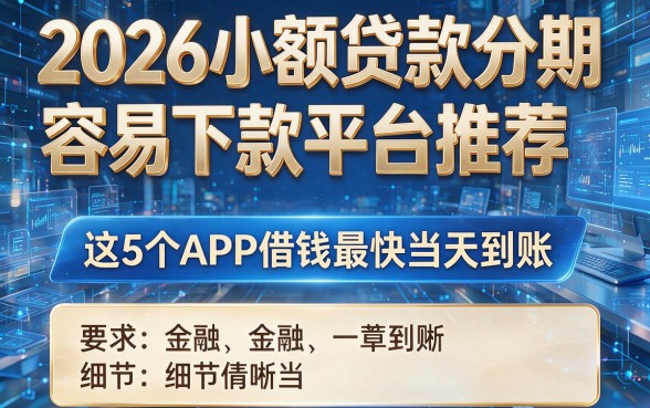 2026小额贷款分期容易下款平台推荐：这5个APP借钱最快当天到账