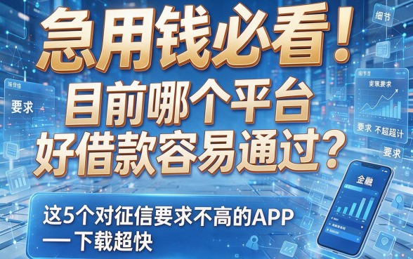 急用钱必看!目前哪个平台好借款容易通过?这5个对征信要求不高的APP,下款超快!