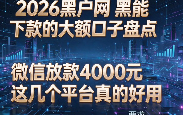 2026黑户网黑能下款的大额口子盘点，微信放款4000元这几个平台真的好用！