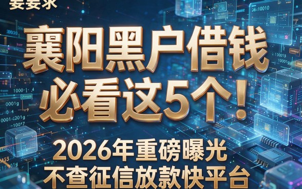 襄阳黑户借钱必看这5个!2026年重磅曝光不查征信放款快平台