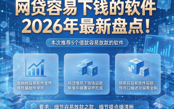 网贷容易下钱的软件2026年最新盘点!本次推荐5个借款容易放款的软件
