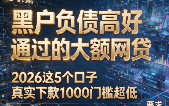 黑户负债高好通过的大额网贷，2026这5个口子真实下款1000门槛超低