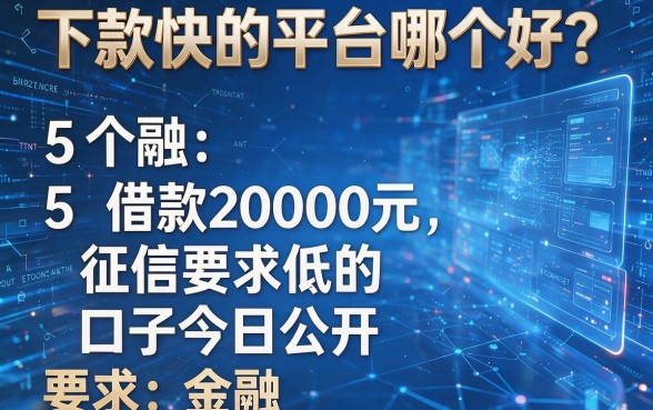 下款快的平台哪个好?5个借款20000元、征信要求低的口子今日公开!