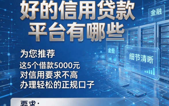 好的信用贷款平台有哪些,为您推荐这5个借款5000元对信用要求不高办理轻松的正规口子