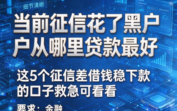 当前征信花了黑户从哪里贷款最好,这5个征信差借钱稳下款的口子救急可看看
