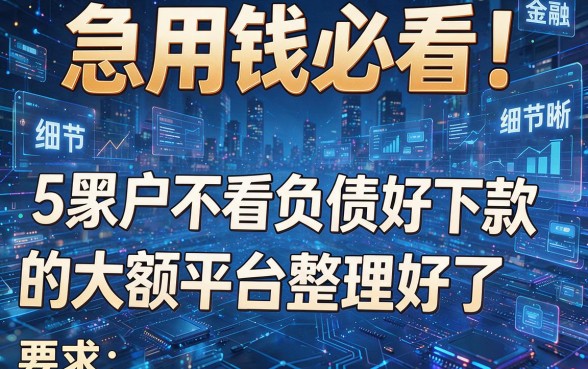 急用钱必看!5家黑户不看负债好下款的大额平台整理好了