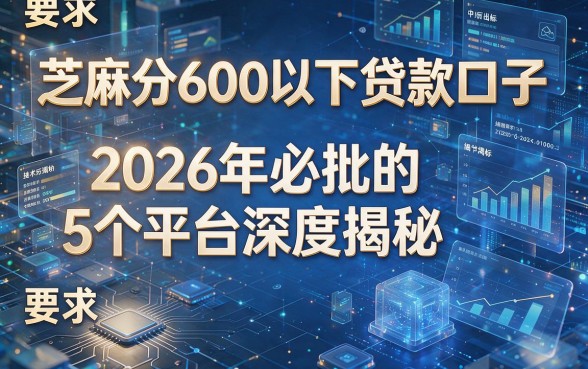 芝麻分600以下贷款口子：2026年必批的5个平台深度揭秘！
