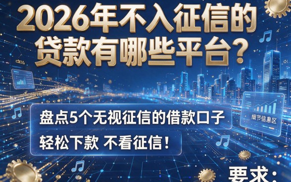 2026年不入征信的贷款有哪些平台?盘点5个无视征信的借款口子,轻松下款不看征信!