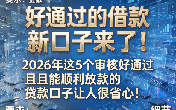 好通过的借款新口子来了!2026年这5个审核好通过且能顺利放款的贷款口子让人很省心