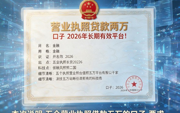 营业执照贷款两万口子2026年长期有效平台！本次说明五个营业执照借款五万的口子
