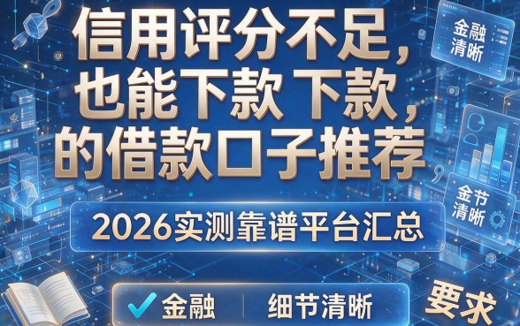 信用评分不足也能下款的借款口子推荐,2026实测靠谱平台汇总