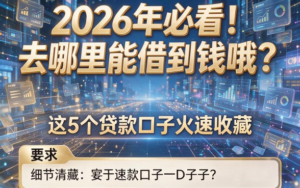 2026年必看！去哪里能借到钱哦？这5个贷款口子火速收藏