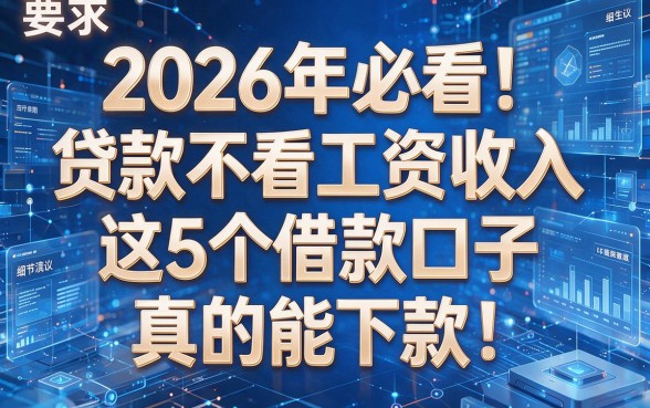 2026年必看!贷款不看工资收入,这5个借款口子真的能下款