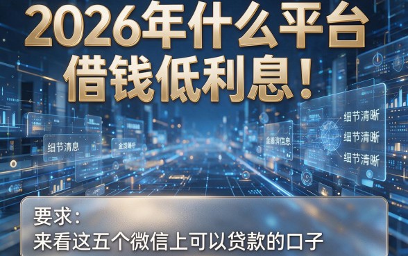 2026年什么平台借钱低利息！来看这五个微信上可以贷款的口子