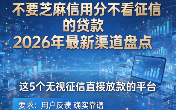 不要芝麻信用分不看征信的贷款2026年最新渠道盘点，这5个无视征信直接放款的平台用户反馈确实靠谱