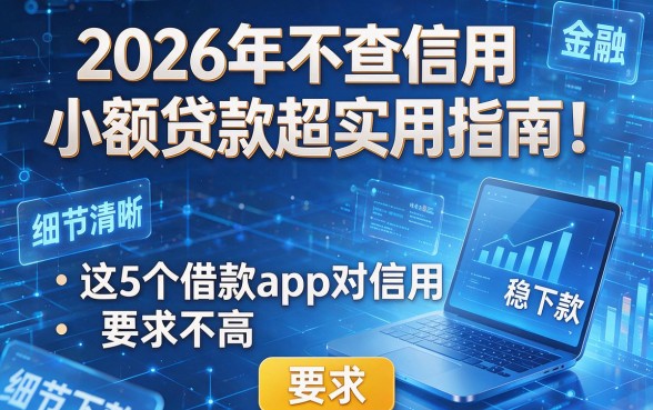 2026年不查信用小额贷款超实用指南！这5个借款app对信用要求不高稳下款